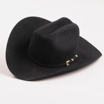 30X Opulento black cowboy hat three-quarter angle