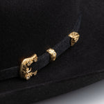 30X Opulento black cowboy hat close-up three-quarter angle