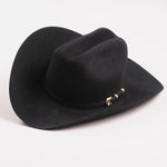30X Opulento black cowboy hat three-quarter angle