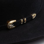 500X Superior black cowboy hat close-up three-quarter angle
