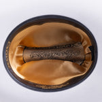 500X Superior platinum cowboy hat under side angle