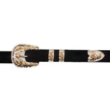 500X Superior black strap with silver buckle with gold floral patterns laid on top