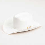 6X Real white cowboy hat three-quarter angle
