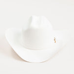 6X Real white cowboy hat front angle