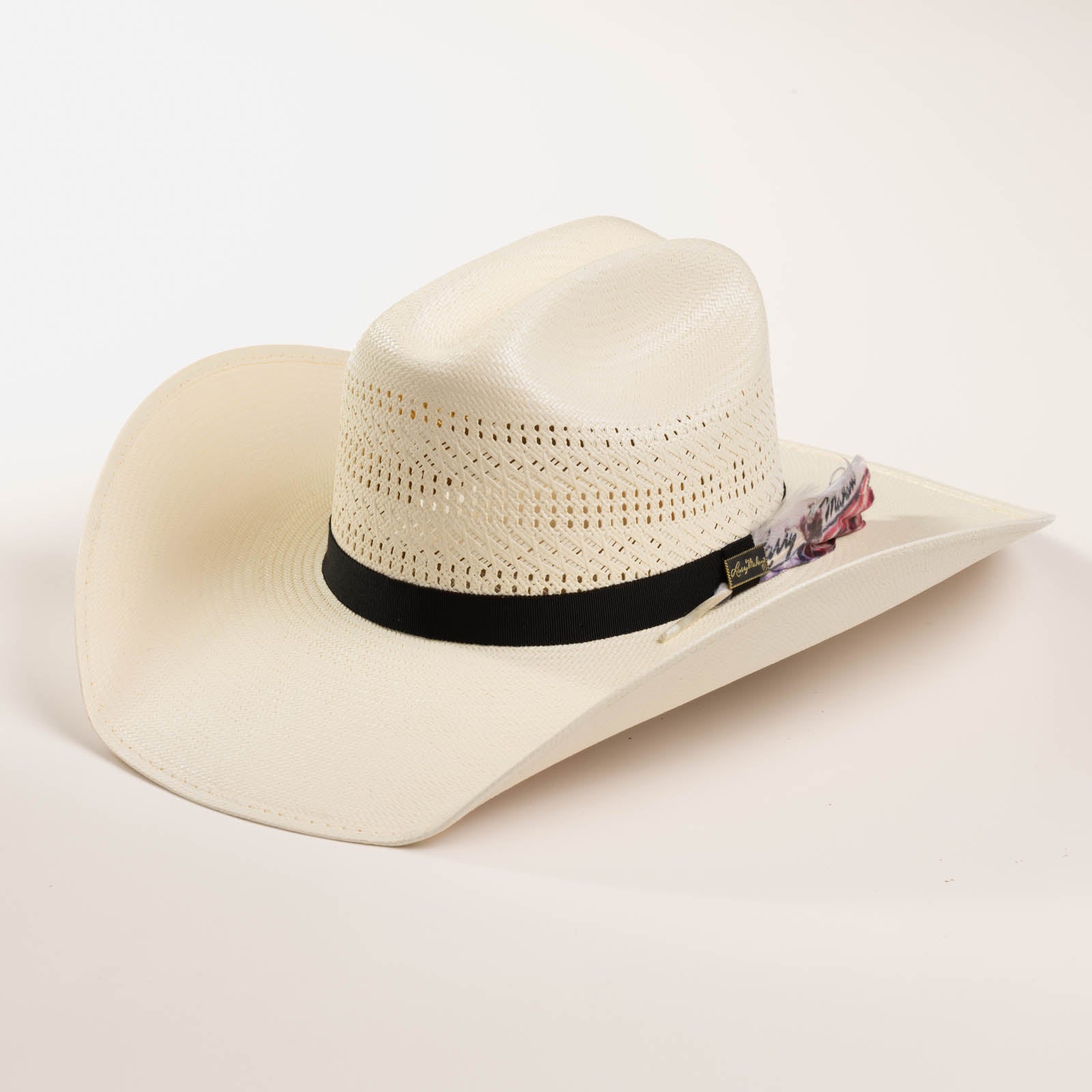 10X Panhandle black straw cowboy hat three-quarter angle