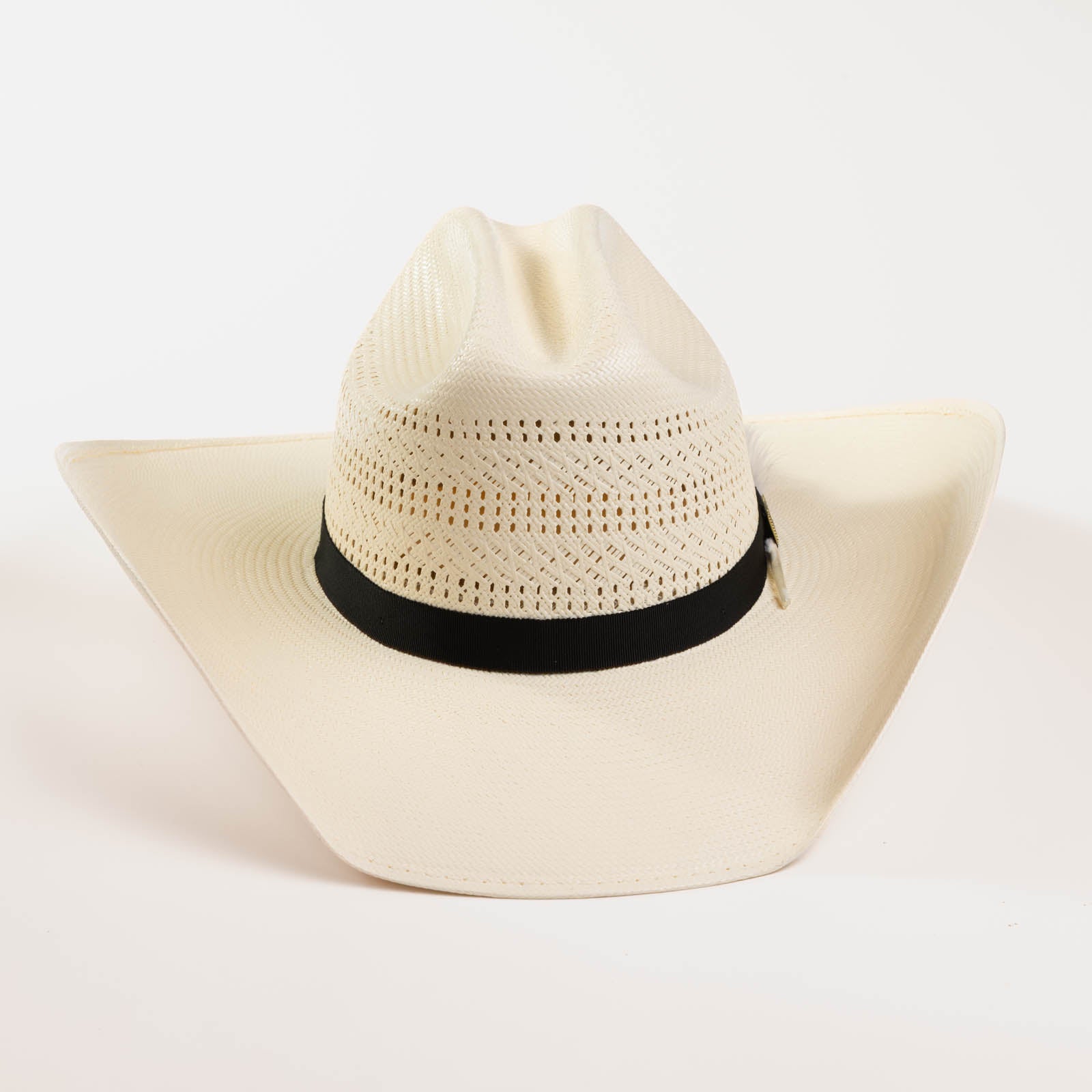 10X Panhandle black straw cowboy hat front angle