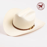 30X Corona cognac cowboy hat three-quarter angle - ostrich band in red is stamped in the top right corner of the photo