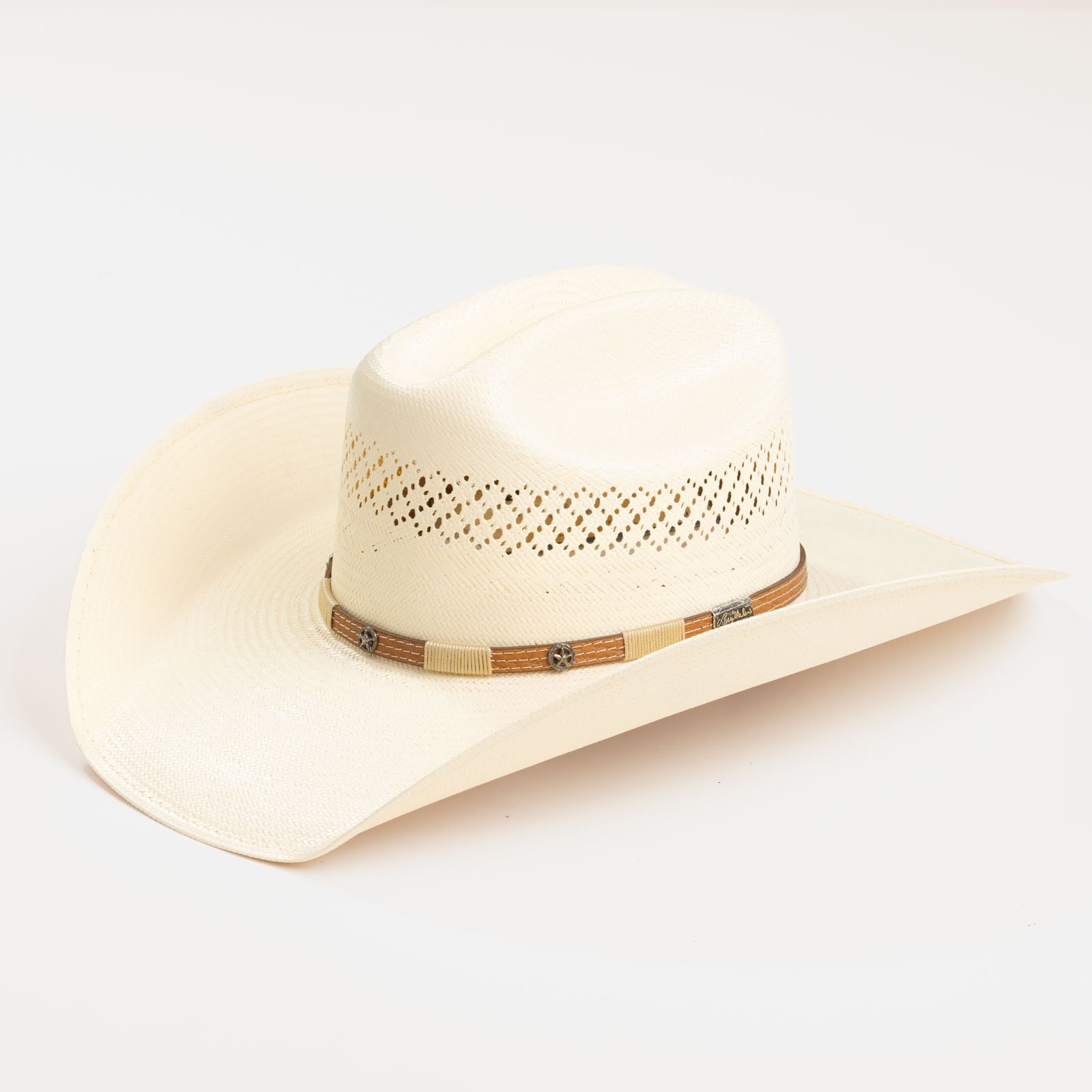 10X Wyatt natural-colored cowboy hat three-quarter angle