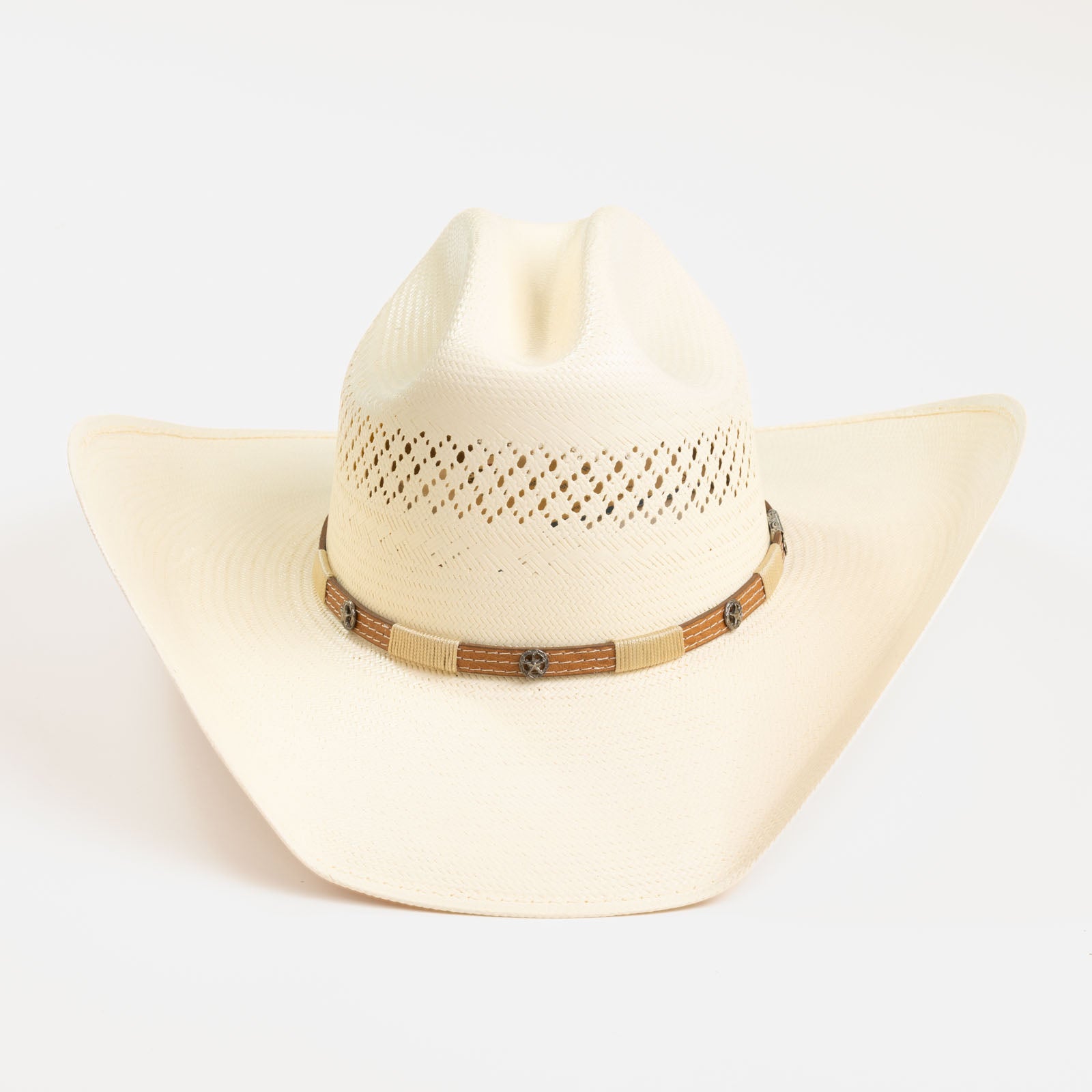 10X Wyatt natural-colored cowboy hat front angle