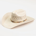 10X Wyatt tan and ivory cowboy hat three-quarter angle