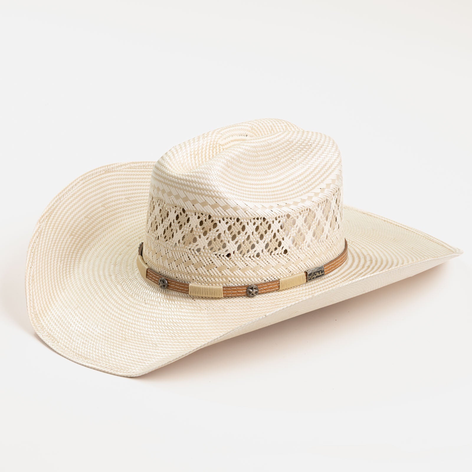 10X Wyatt tan and ivory cowboy hat three-quarter angle