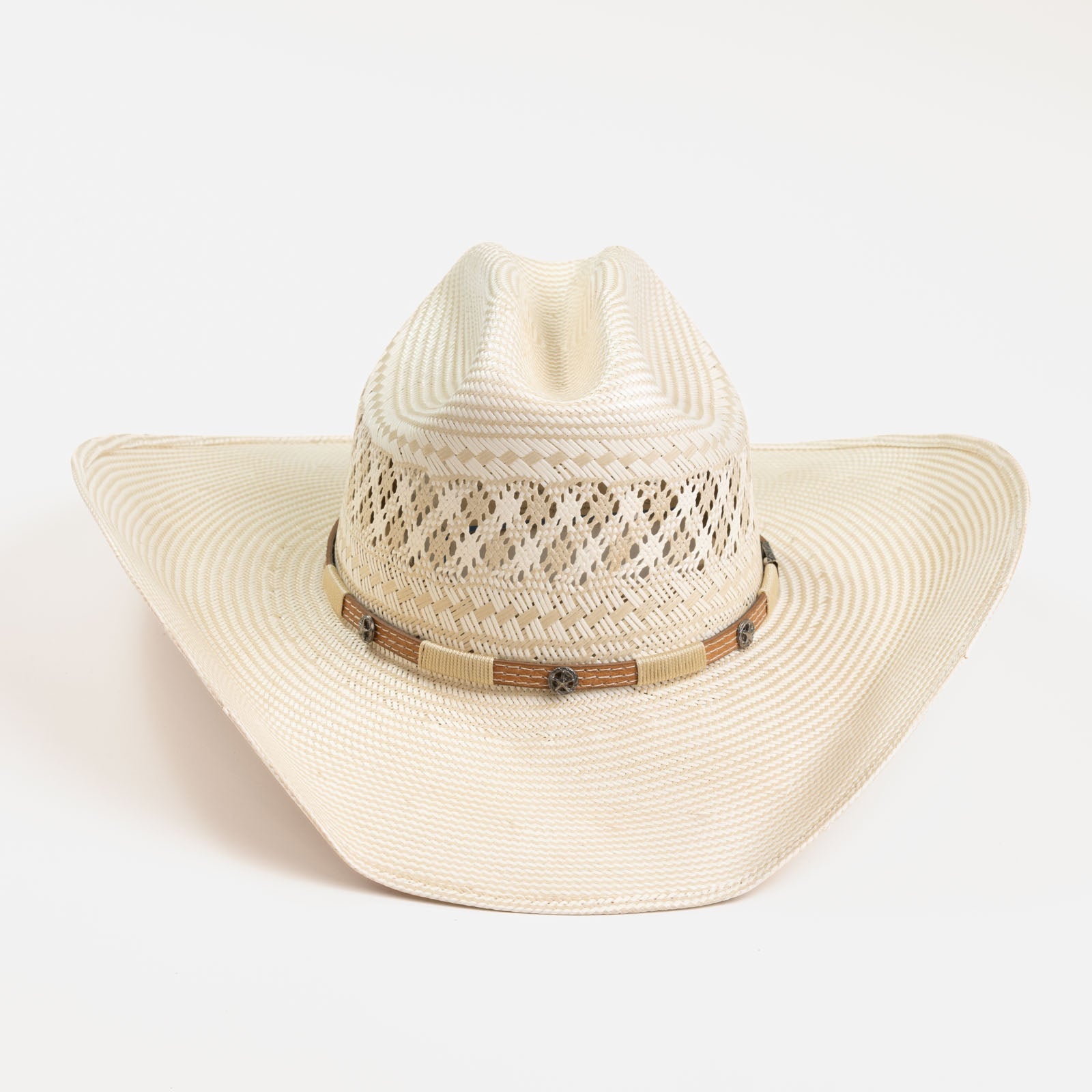 10X Wyatt tan and ivory cowboy hat front angle