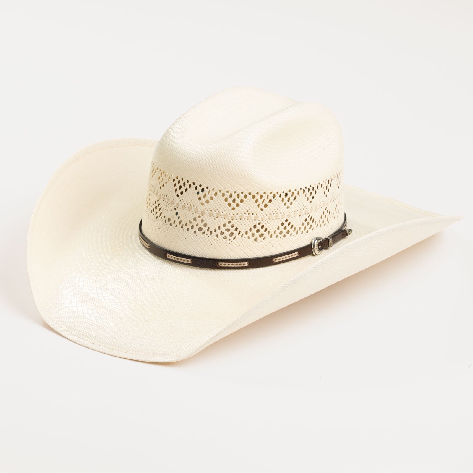 10X Buckthorn brown cowboy hat three-quarter angle