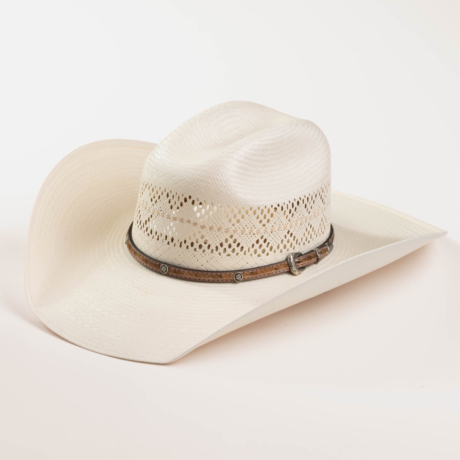 10X Palomino ice white cowboy hat three-quarter angle 