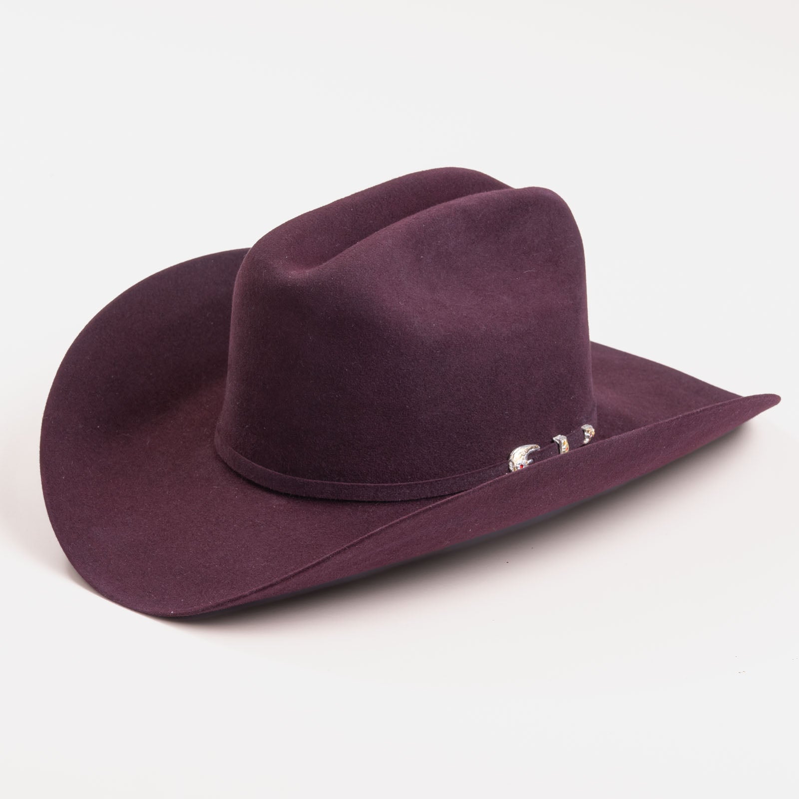6X Real black cherry cowboy hat three-quarter angle