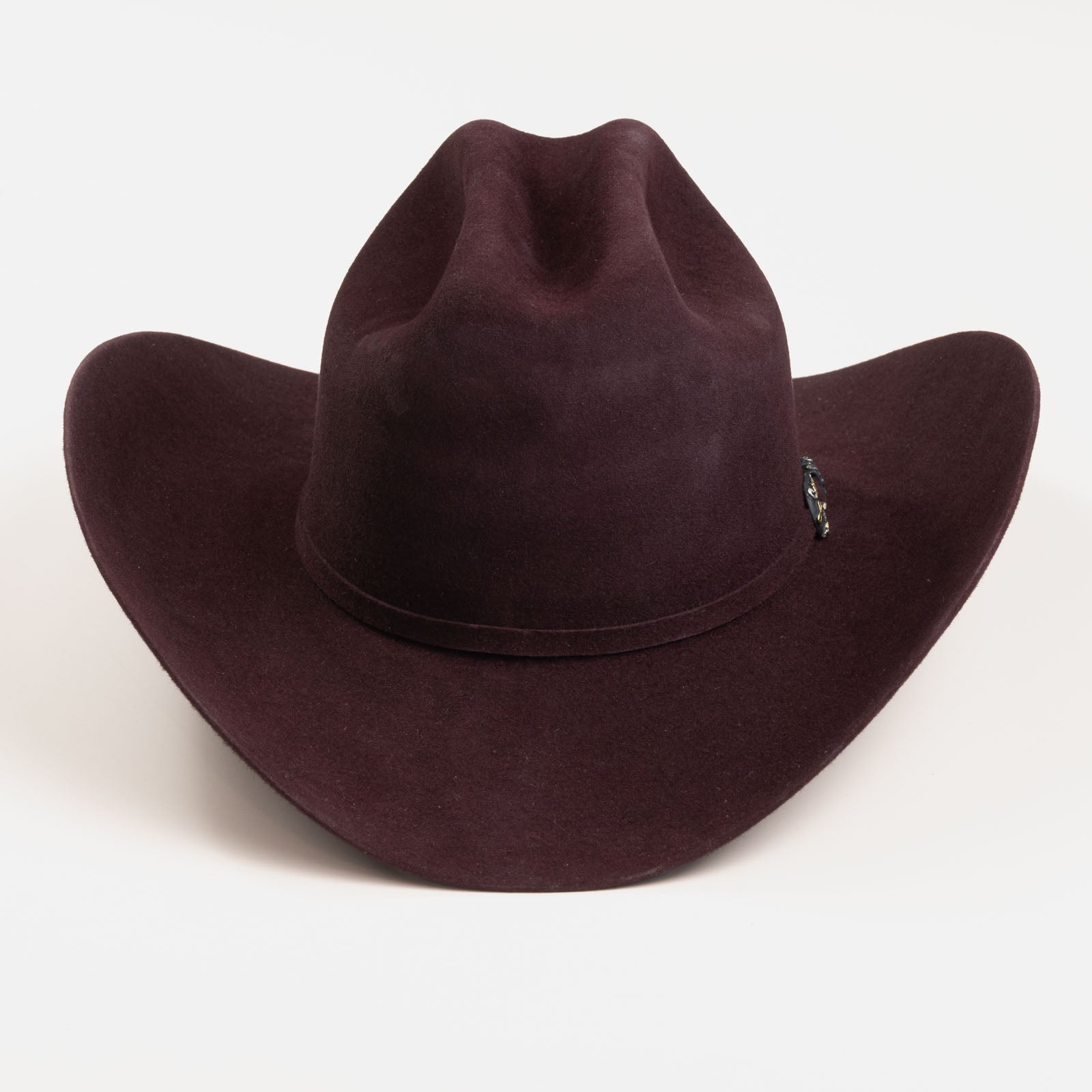 5X Jerarca black cherry cowboy hat front angle