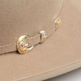 6X Real fawn cowboy hat close-up three-quarter angle